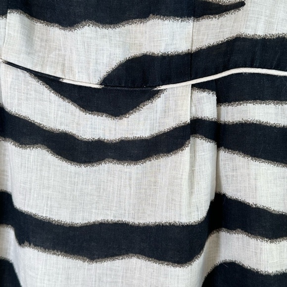 Banana Republic Zebra Print 100% Linen Career Back Zip Dress with Pleats Sz 4 - Picture 2 of 12